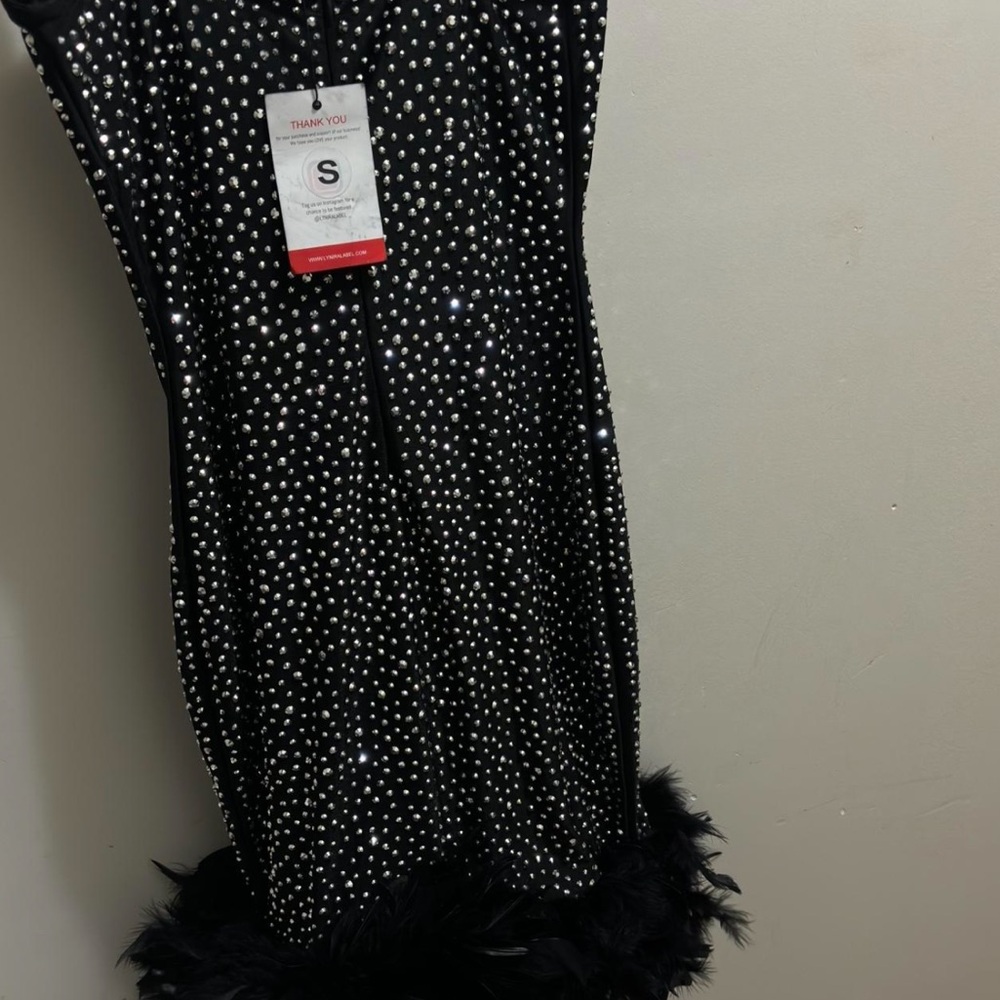 Feather trim DRESS